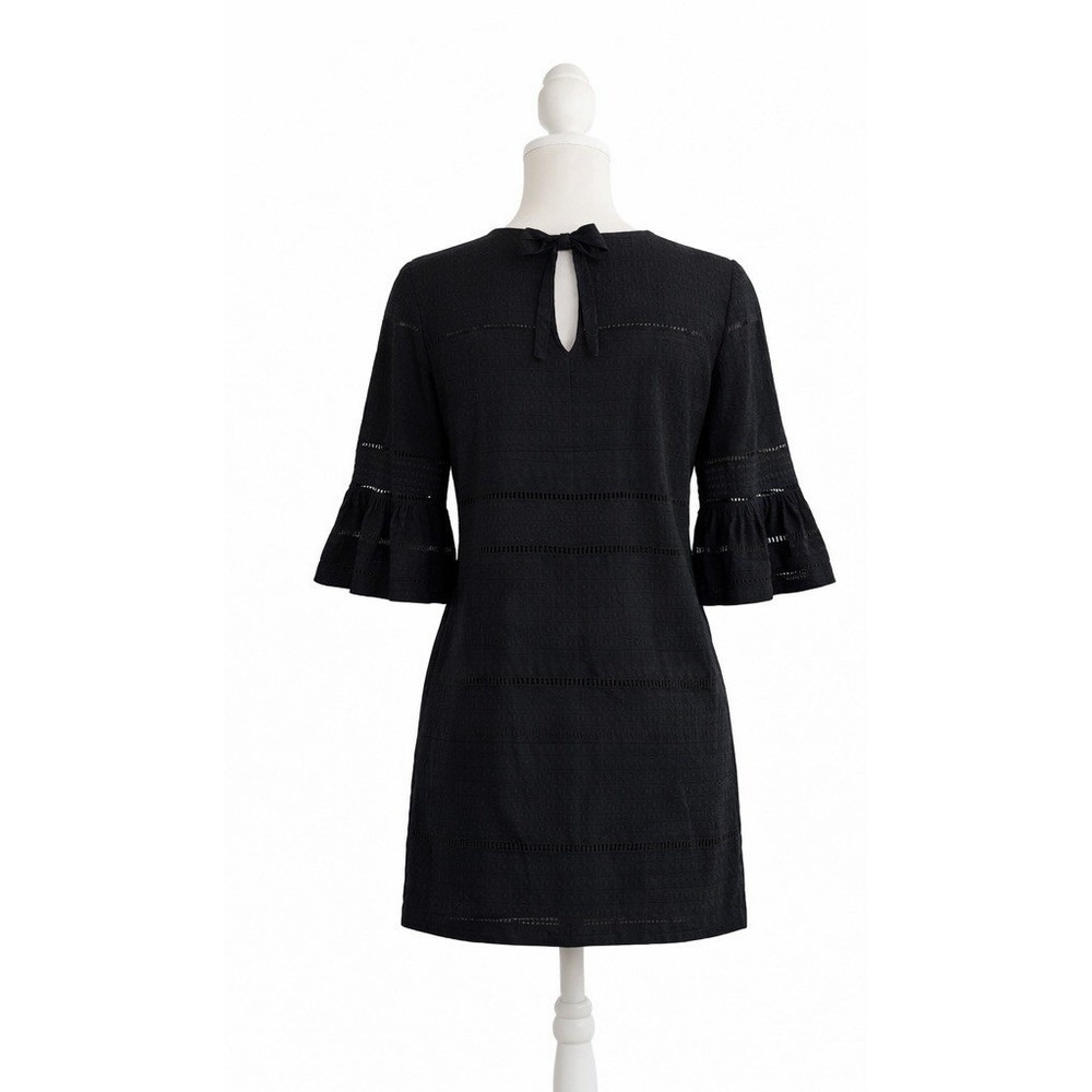 J CREW Women's Black Cotton Eyelet Ruffle Sleeve Dress Size 4 - Picture 5 of 8